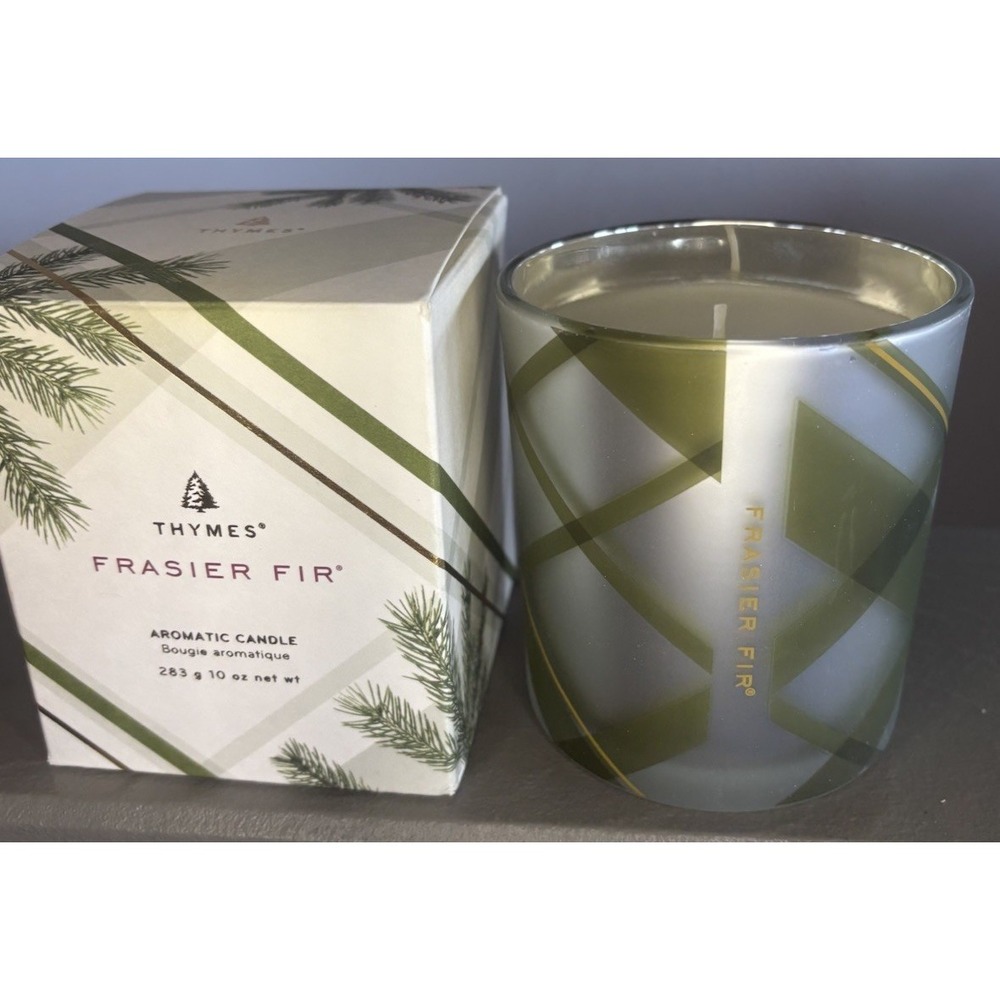Thymes Fraiser Fir 10 oz Candle Jar New in Box Highly Scented